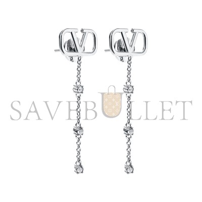 VALENTINO MINI VLOGO CRYSTAL DROP EARRINGS IN PALLADIUMCRYSTAL SILVER VALENTINO MINI VLOGO CRYSTAL DROP EARRINGS IN PALLADIUMCRYSTAL SILVER